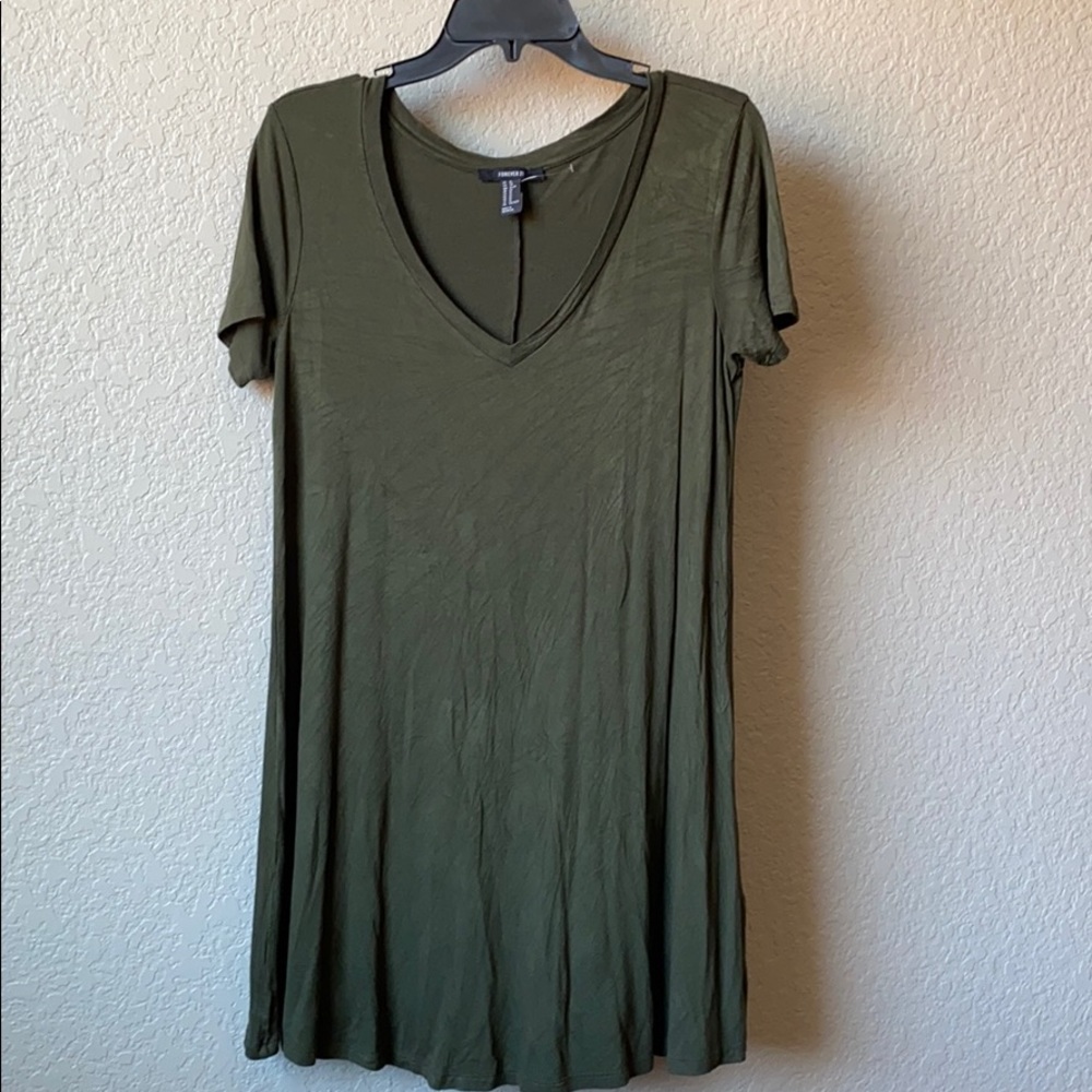 forever 21 army green t-shirt dress